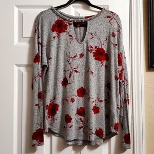 Jennifer Lopez Long-Sleeve, Key-hole Cozy Glam Top, Large, X-Large